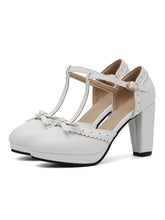 Retro Schleife T-Riemen High Heels Schuhe